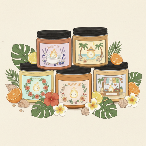 Pack verano 4 tarros ilustración